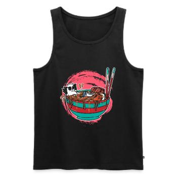 Chats Anime Kawaii Chats Ramen nouilles manga - Débardeur bio Premium Homme - noir - Devant - Michal (187cm)