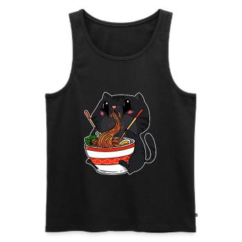 Anime Kawaii Chats Ramen nouilles chat manga - Débardeur bio Premium Homme - noir - Devant - Michal (187cm)