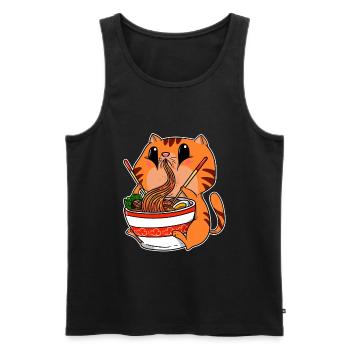 Anime Kawaii chats Ramen nouilles soupe manga - Débardeur bio Premium Homme - noir - Devant - Michal (187cm)