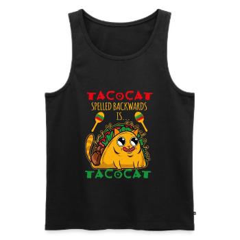Tacocat Backwards Is Tacocat Burrito Cat Taco - Men's Premium Organic Tank Top - black - Front - AI Model Male 178 light (178cm)