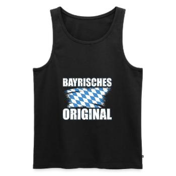 Bayrische Geschenke | Bayern Weißwurst München - Männer Premium Bio Tank Top - Schwarz - Vorne - Michal (187cm)