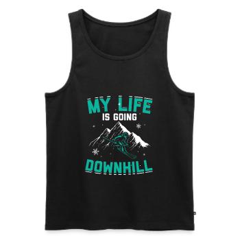 Skiing mountains | Ski skier après-ski gift - Men's Premium Organic Tank Top - black - Front - AI Model Male 178 light (178cm)