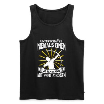 Bogenschießen Pfeil Bogen Alter Mann Geschenk - Männer Premium Bio Tank Top - Schwarz - Vorne - Michal (187cm)