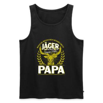 Jäger Jagd Papa Vater Jagen Geschenk - Männer Premium Bio Tank Top - Schwarz - Vorne - Michal (187cm)
