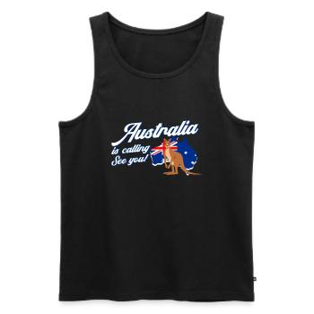 Australia is calling Australia kangaroo gift - Men's Premium Organic Tank Top - black - Front - AI Model Male 178 light (178cm)