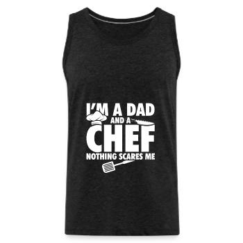 Papa cuisinier | Cadeaux de chef cuisinier amateur - Débardeur bio Premium Homme - charbon - Devant - Alexander (188cm)