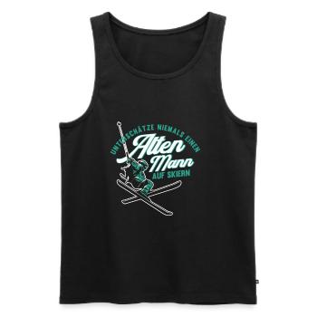Alter Mann Ski Skifahrer Opa Rentner Geschenk - Männer Premium Bio Tank Top - Schwarz - Vorne - AI Model Male 178 light (178cm)