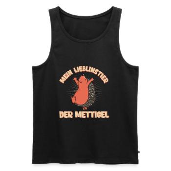 Mettigel Mein Lieblingstier Mett Hackfleisch Motiv - Männer Premium Bio Tank Top - Schwarz - Vorne - Michal (187cm)