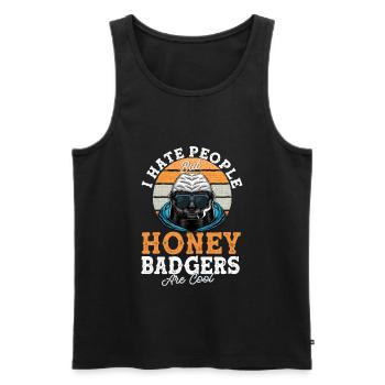 Honey Badger Honey Badger Je déteste les gens cadeau - Débardeur bio Premium Homme - noir - Devant - AI Model Male 178 light (178cm)