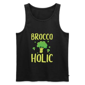 Broccoli Vegetables | Vegan Vegetarian Cook Gift - Men's Premium Organic Tank Top - black - Front - Michal (187cm)