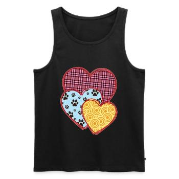 Coeurs, cadeau de la Saint-Valentin, pattes, amoureux des chiens et chats - Débardeur bio Premium Homme - noir - Devant - Michal (187cm)