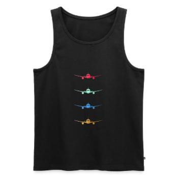Vintage Aircraft Pilot Aviation Pilots Motif - Men's Premium Organic Tank Top - black - Front - AI Model Male 178 light (178cm)