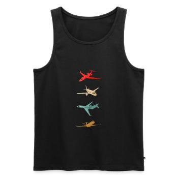 Vintage Flugzeug Flugzeuge Pilot Fliegen Geschenk - Männer Premium Bio Tank Top - Schwarz - Vorne - Michal (187cm)