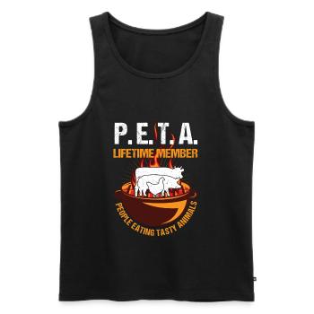PETA People Eating Tasty Animals Grille BBQ Motiv - Männer Premium Bio Tank Top - Schwarz - Vorne - AI Model Male 178 light (178cm)