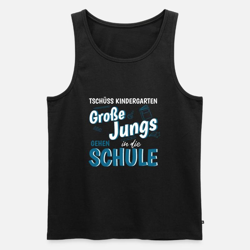 Tschüss Kindergarten Geschenk zur Einschulung - Männer Premium Bio Tank Top - Schwarz