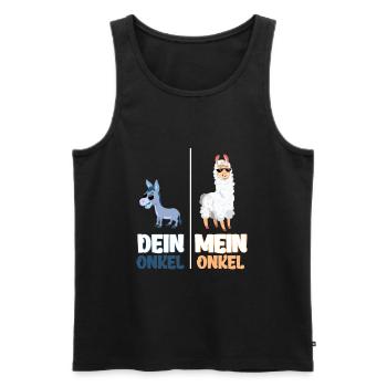 Mein Onkel Dein Onkel Lustiges Lama Geschenk - Männer Premium Bio Tank Top - Schwarz - Vorne - Michal (187cm)