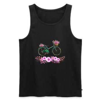 vélo fleurs roue fleur de couleur d’eau cadeau - Débardeur bio Premium Homme - noir - Devant - AI Model Male 178 light (178cm)