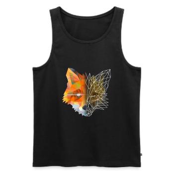 Fox Polygon Geometric Triangle Abstract Design - Men's Premium Organic Tank Top - black - Front - AI Model Male 178 light (178cm)