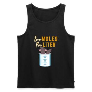 Two Moles Per Litre Chimie Blague Cadeau Drôle - Débardeur bio Premium Homme - noir - Devant - AI Model Male 178 light (178cm)