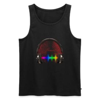 Casque musique DJ Techno Beat cadeau - Débardeur bio Premium Homme - noir - Devant - AI Model Male 178 light (178cm)