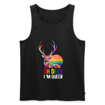 Oh Deer I'm Queer LGBTQ Rainbow Gift - Men's Premium Organic Tank Top - black - Front - AI Model Male 178 light (178cm)