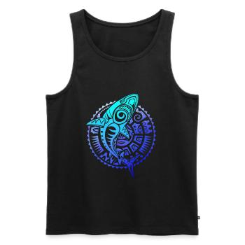 Tribal Requin Shark Plage Hawaï cadeau - Débardeur bio Premium Homme - noir - Devant - AI Model Male 178 light (178cm)