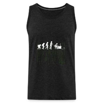Evolution Computer Enticklung BrushIng Gift - Men's Premium Organic Tank Top - charcoal grey - Front - Alexander (188cm)