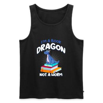 Book Dragon Bücherwurm Buch Drache Leseratte Motiv - Männer Premium Bio Tank Top - Schwarz - Vorne - Michal (187cm)