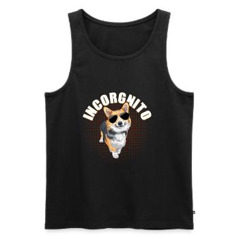 Incorgnito Corgi Corgis cadeau de chien Corgie - Débardeur bio Premium Homme - noir - Devant - AI Model Male 178 light (178cm)