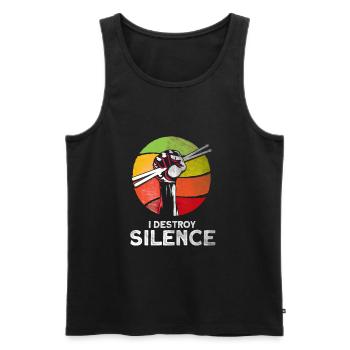 I Destroy Silence batterie cadeau de batterie - Débardeur bio Premium Homme - noir - Devant - AI Model Male 178 light (178cm)