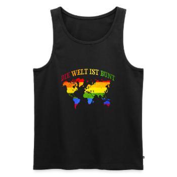 Bunte Welt Regenbogen LGBTQ Gay Pride Geschenk - Männer Premium Bio Tank Top - Schwarz - Vorne - AI Model Male 178 light (178cm)