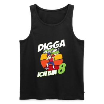 Digga Was Geht Fußball Dab Dabbing 8.Geburtstag - Männer Premium Bio Tank Top - Schwarz - Vorne - AI Model Male 178 light (178cm)