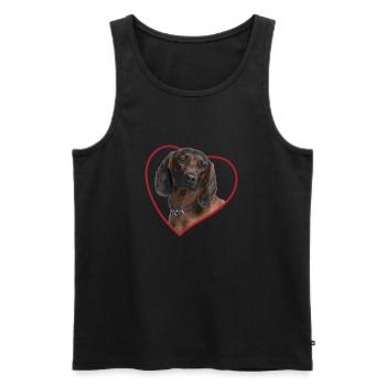 Bayrischer Gebirgsschweißhund Herz Hundeportrait - Männer Premium Bio Tank Top - Schwarz - Vorne - Michal (187cm)