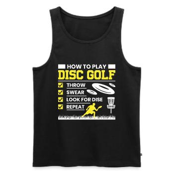 Comment jouer Disc Golf Funny Disc Golf Player - Débardeur bio Premium Homme - noir - Devant - Michal (187cm)