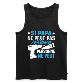 Si papa ne peut pas le réparer, personne ne peut - Débardeur bio Premium Homme - noir - Devant - Michal (187cm)