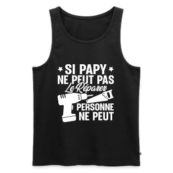 Si Papy ne peut pas le Réparer personne ne peut - Débardeur bio Premium Homme - noir - Devant - Michal (187cm)