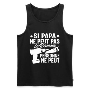 Si papa ne peut pas le réparer personne ne peut - Débardeur bio Premium Homme - noir - Devant - Michal (187cm)