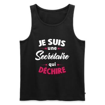 Je suis une secrétaire qui déchire - Débardeur bio Premium Homme - noir - Devant - AI Model Male 178 light (178cm)