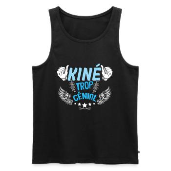Kiné Trop Génial Homme Idée Cadeau - Débardeur bio Premium Homme - noir - Devant - Michal (187cm)