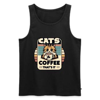 Le chat et le café sont tout ce dont j’ai besoin - Débardeur bio Premium Homme - noir - Devant - Michal (187cm)