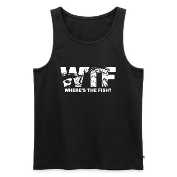 WTF Where's the Fish - Funny Fishing Shirt & Gifts - Débardeur bio Premium Homme - noir - Devant - AI Model Male 178 light (178cm)