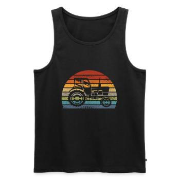 Traktor Trecker Landwirt Bauer Retro Geschenk - Männer Premium Bio Tank Top - Schwarz - Vorne - AI Model Male 178 light (178cm)