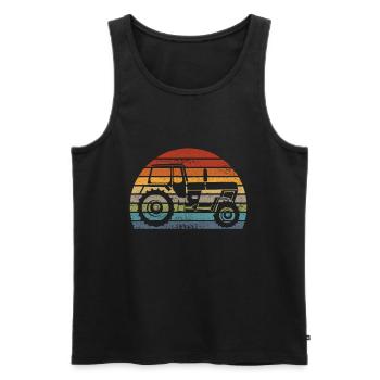 Progress tractor farmer tractor retro ddr - Men's Premium Organic Tank Top - black - Front - AI Model Male 178 light (178cm)