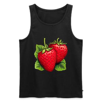 Erdbeere Erdbeeren für einen Erdbeer Liebhaber - Männer Premium Bio Tank Top - Schwarz - Vorne - AI Model Male 178 light (178cm)