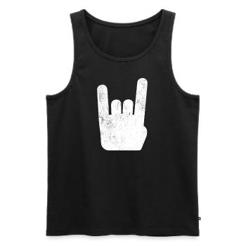Pommesgabel Metal Hand Rock Metal Musik - Männer Premium Bio Tank Top - Schwarz - Vorne - Michal (187cm)