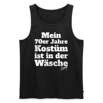 Mon costume des années 70 dans la fête de la fête de la blanchisserie - Débardeur bio Premium Homme - noir - Devant - AI Model Male 178 light (178cm)