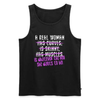 A Real Woman Is Whatever She Wants To Be Feminist - Débardeur bio Premium Homme - noir - Devant - AI Model Male 178 light (178cm)