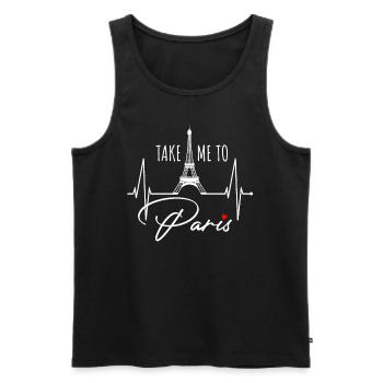 Emmenez-moi à Paris Heartbeat Tour Eiffel France - Débardeur bio Premium Homme - noir - Devant - AI Model Male 178 light (178cm)