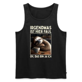 Irgendwas Ist Hier Faul Oh Das Bin Ja Ich Faultier - Männer Premium Bio Tank Top - Schwarz - Vorne - AI Model Male 178 light (178cm)