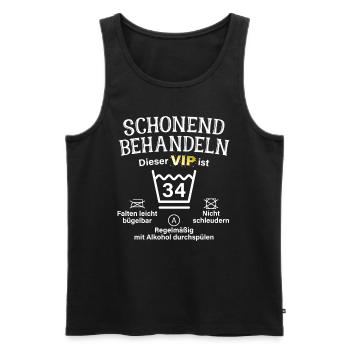 34. Geburtstag Schonend Behandeln 34 VIP ist 34 - Männer Premium Bio Tank Top - Schwarz - Vorne - Michal (187cm)